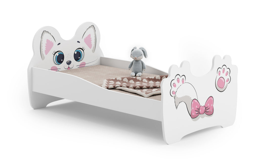 Kinderbed Roze kat 160x80 met lade, matras en lattenbodem inbegrepen