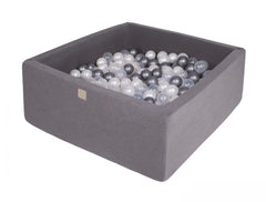 Vierkante Ballenbak incl. 400 ballen - 110x110x40 cm - Donker Grijs