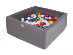 Vierkante Ballenbak incl. 400 ballen - 110x110x40 cm - Donker Grijs