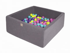 Vierkante Ballenbak incl. 400 ballen - 110x110x40 cm - Donker Grijs