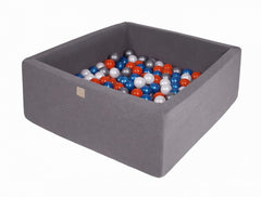 Vierkante Ballenbak incl. 400 ballen - 110x110x40 cm - Donker Grijs