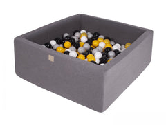 Vierkante Ballenbak incl. 400 ballen - 110x110x40 cm - Donker Grijs