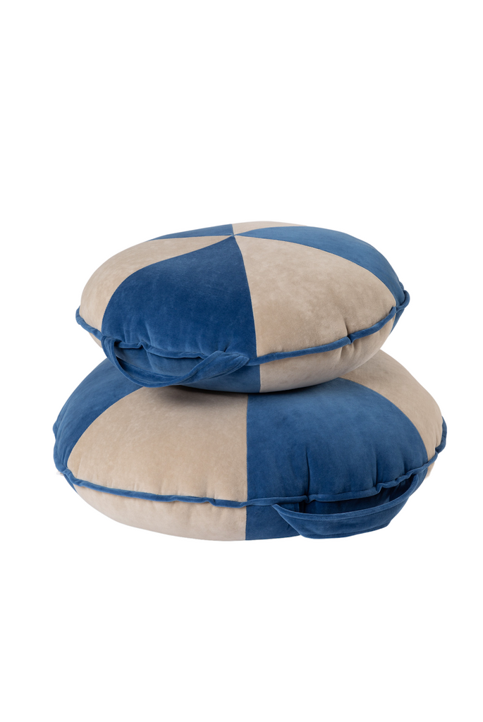 Cookie Beanbag Velvet Deep Blue/Beige Big