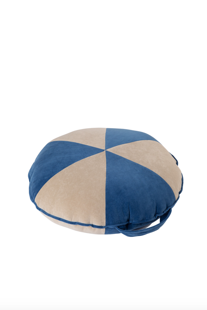 Cookie Beanbag Velvet Deep Blue/Beige Small