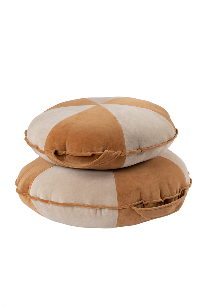 Cookie Beanbag Velvet Caramel and Beige Big