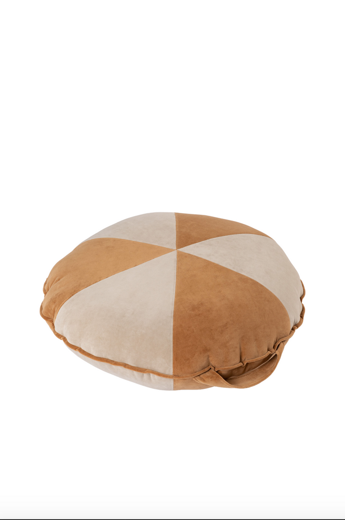 Cookie Beanbag Velvet Caramel and Beige Small