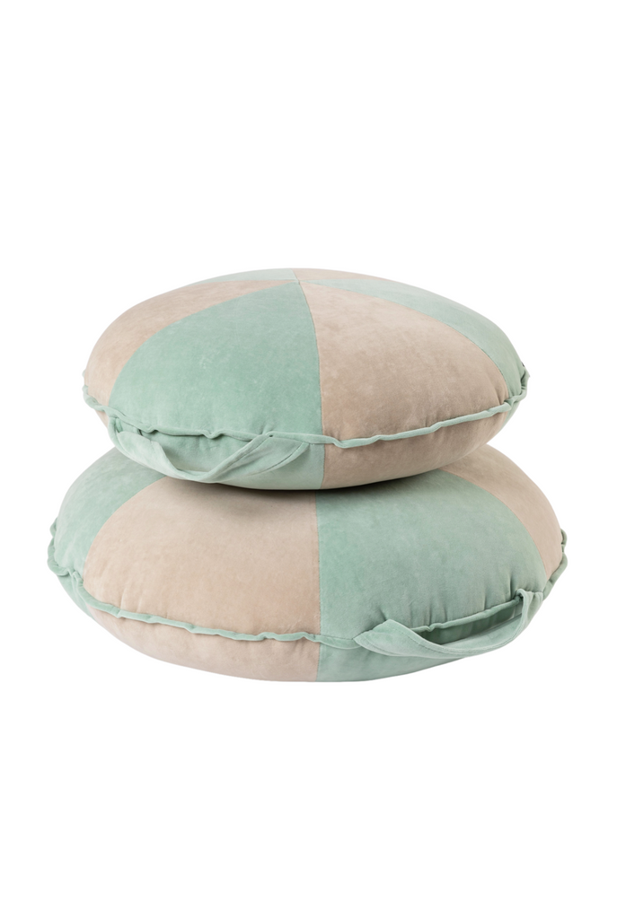 Cookie Beanbag Velvet Jade and Beige Big