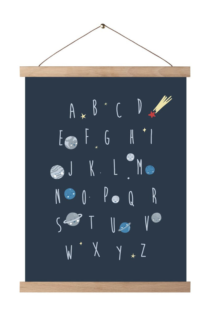 Dark Blue Cosmic Alphabet Poster