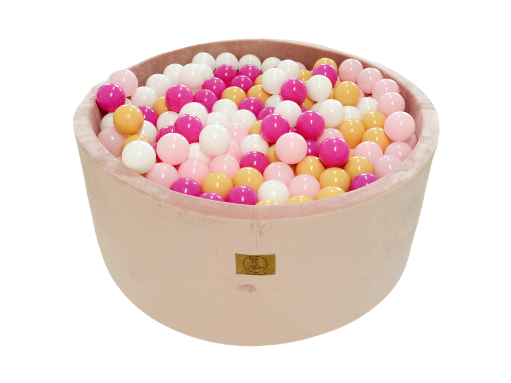 Ballpit velor pink 90 x 40 + 250 balls ( dark pink, light pink, beige, white)