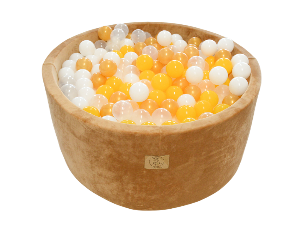 Ballpit velor gold 90 x 40 + 250 balls (yellow, transparent, gold, white)