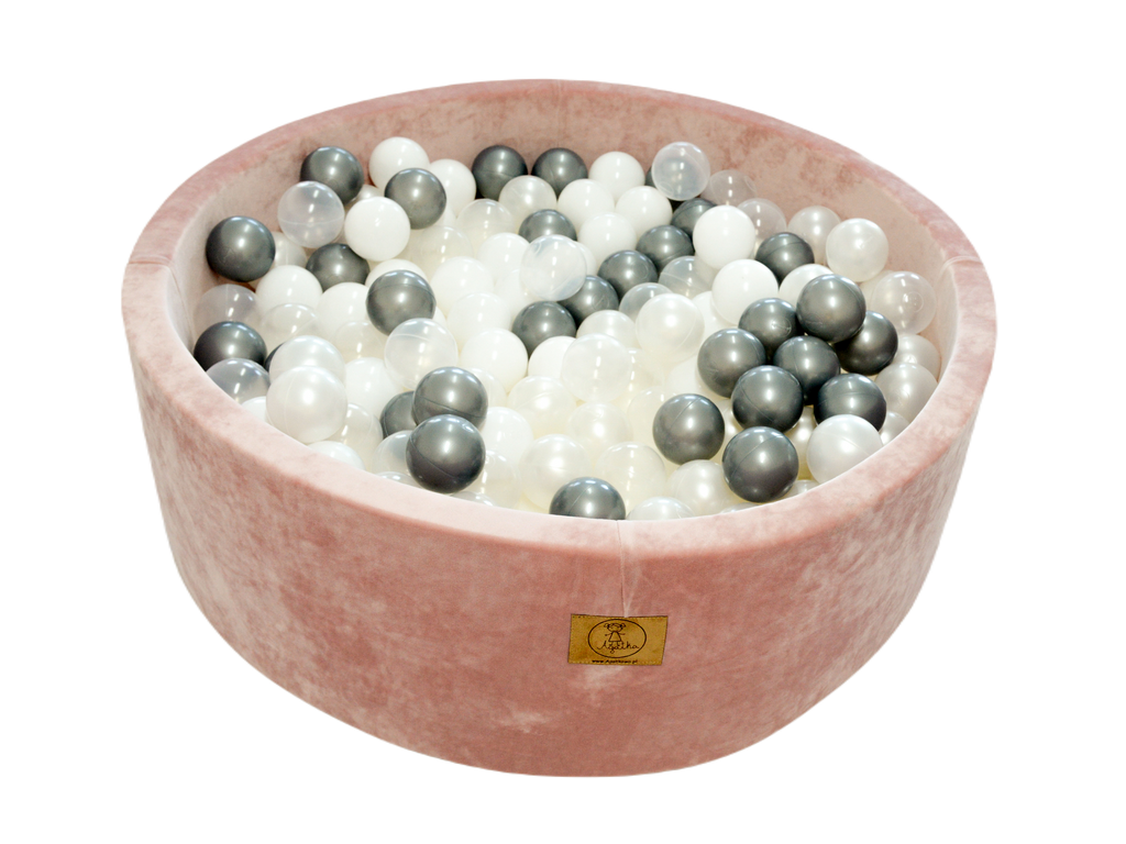 Ballpit velor pink 90x30 + 200 balls ( pearl, transparent, white, silver)