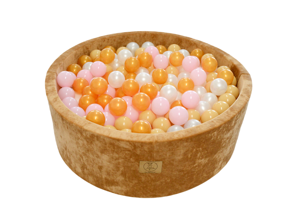 Ballpit velor gold 90x30 + 200 balls ( light pink, pearl,beige, gold)