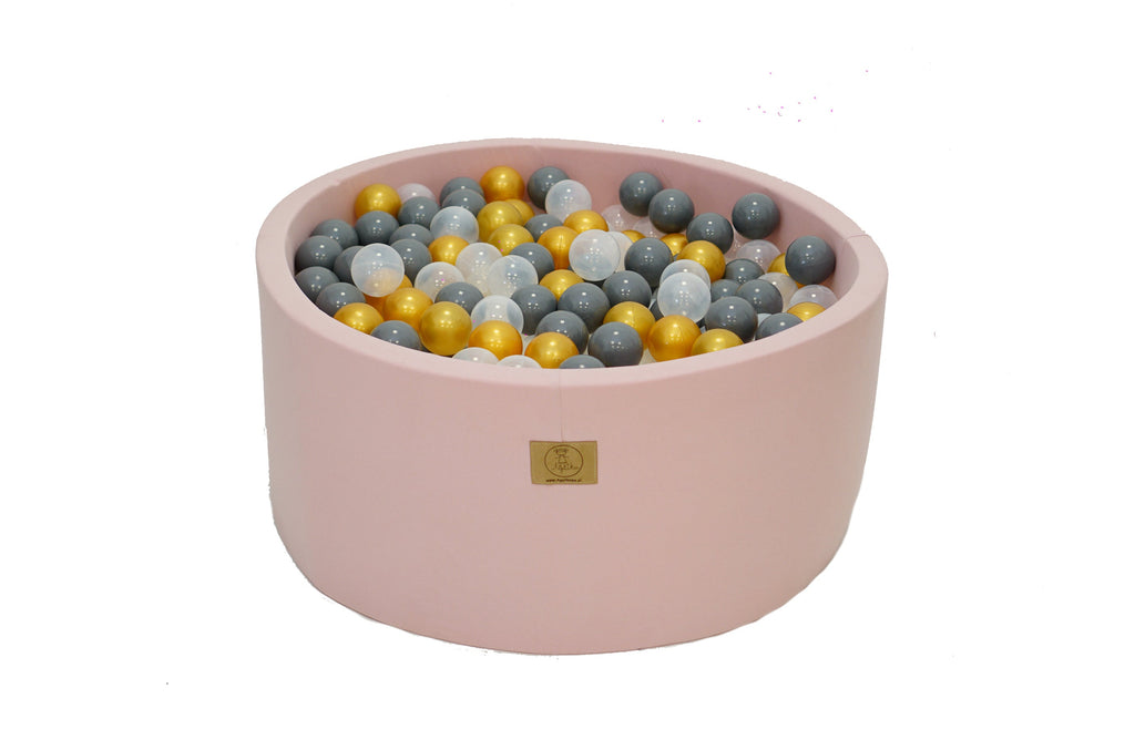 Ballpit pink 90 x 40 + 250 balls ( gray, gold, transparent)