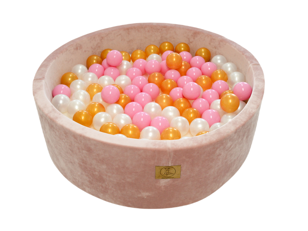 Ballpit velor pink 90x30 + 200 balls ( pink, gold, pearl)