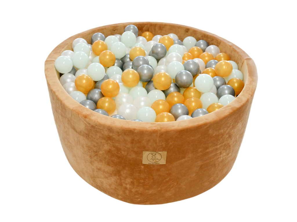 Ballpit velor gold 90 x 40 + 250 balls (silver, gold, white, pearl)