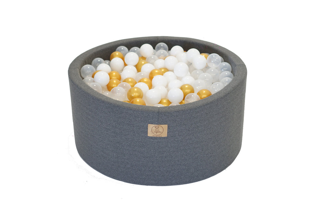 Ballpit dark gray 90 x 40 + 250 balls ( gold, white, transparent)