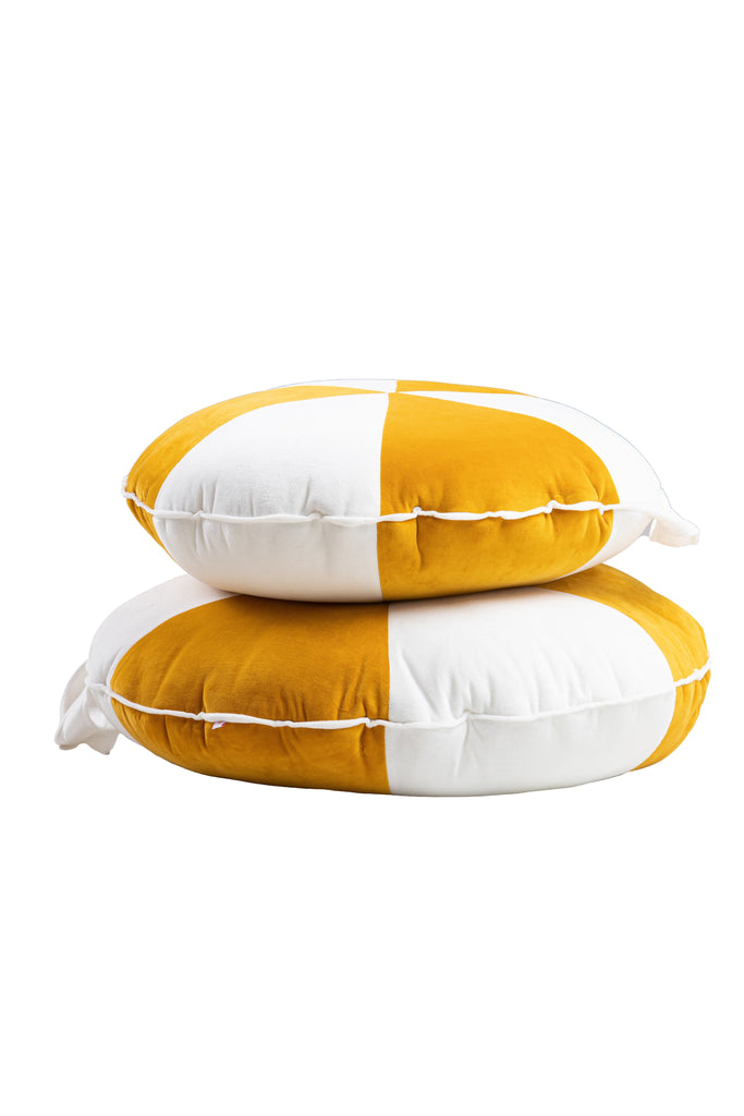 Cookie Beanbag Velvet Mustard/White Big