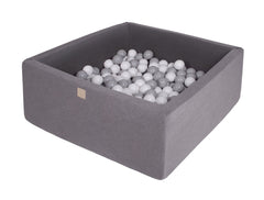 Vierkante Ballenbak incl. 200 ballen - 90x90x40 cm - Donker Grijs