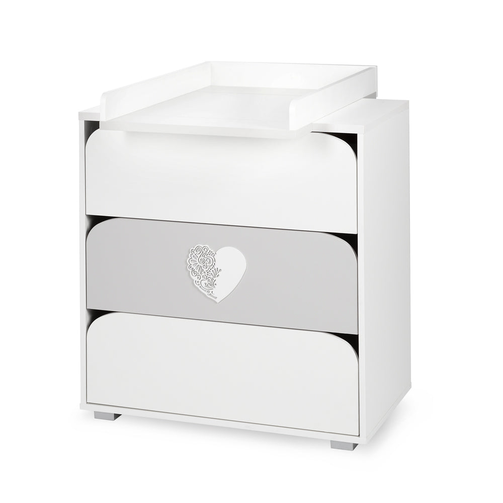 commode Nel Heart met aankleedkussen witgrijs