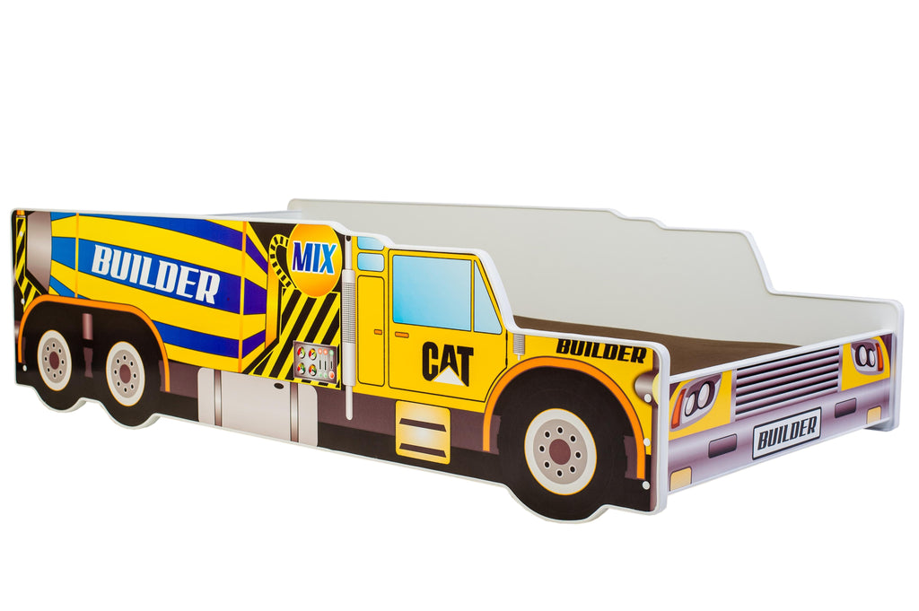 Kinderbed Builder Truck 140x70 met matras en onderstel