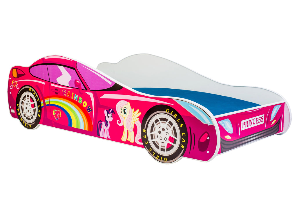 Kinderbed Pink Car 140x70 met matras en lattenbodem inbegrepen