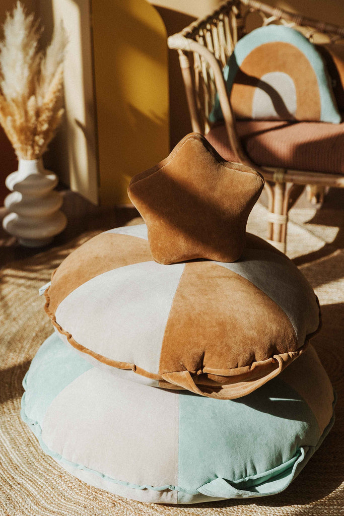 Cookie Beanbag Velvet Caramel/Beige Set