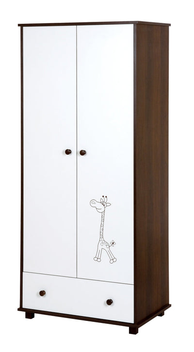 2-deurs kledingkast Safari Giraffe wit-walnoot